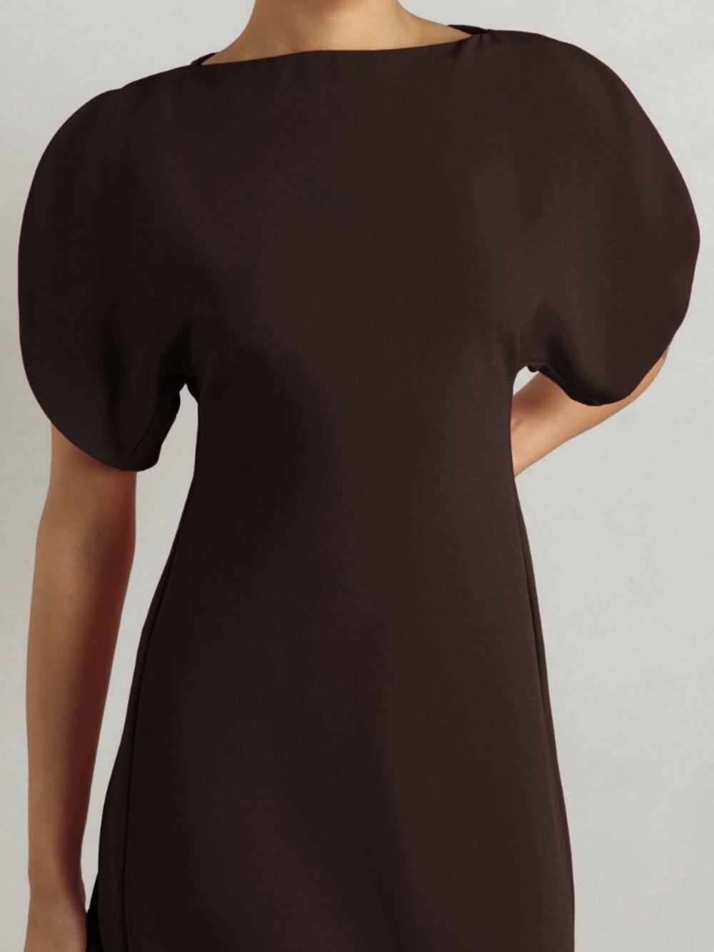 Chocolate Brown Chic Women's Woven Fabric Asymmetrical High Low Midi Dress
